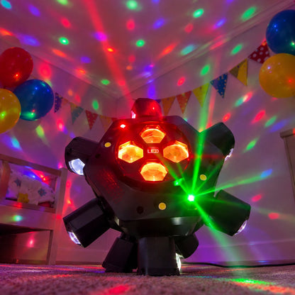 situation — Spider Discolamp met Laser – 6 Draaiende Armen & Kleurrijke Lichtstralen