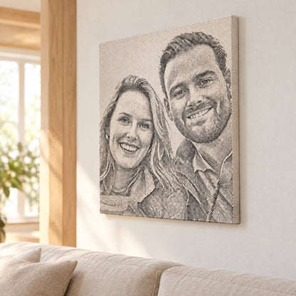 situation — Stippenschilderij van je eigen foto – op spieraam, met acrylstiften