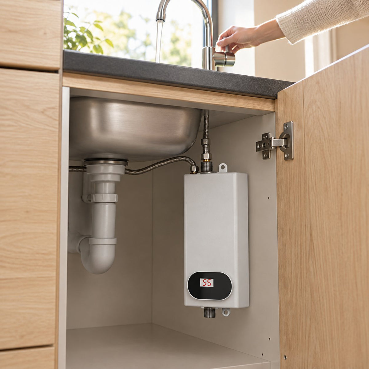 situation — FlitsWarm™ Mini Doorstroomboiler 3500 W – Direct Warm Water met LED-display