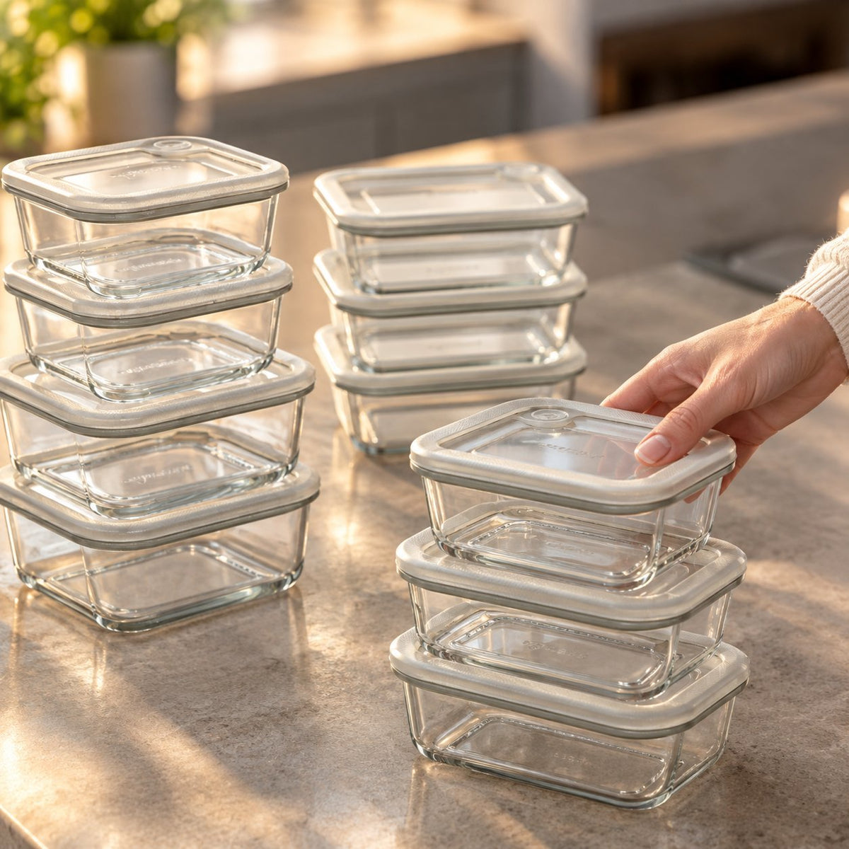situation — Glazen vershoudbakjes set – 11-delig, glazen deksels