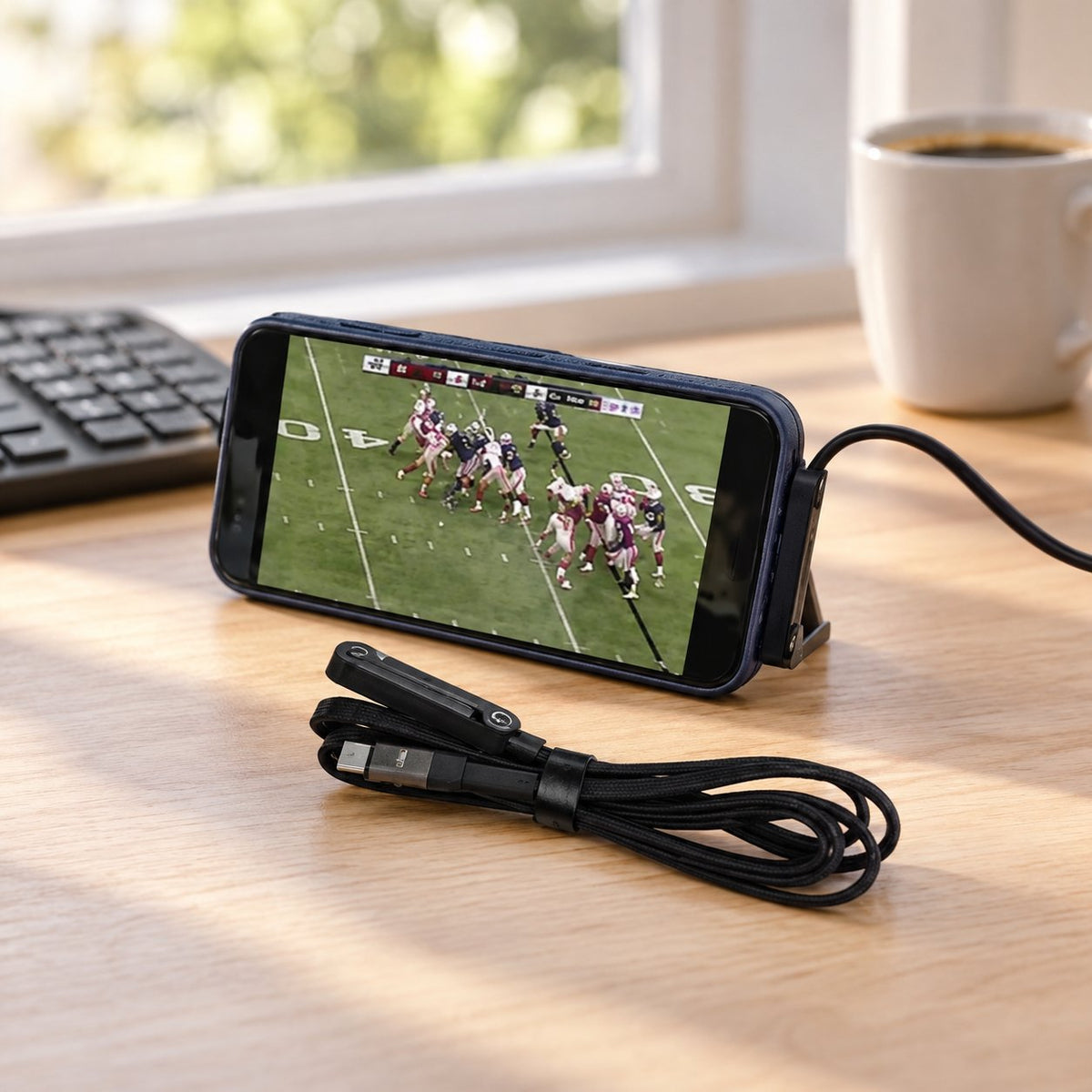 situation — FlexStand™ USB-C oplaadkabel met uitklapbare standaard (240W, 1,5 m)