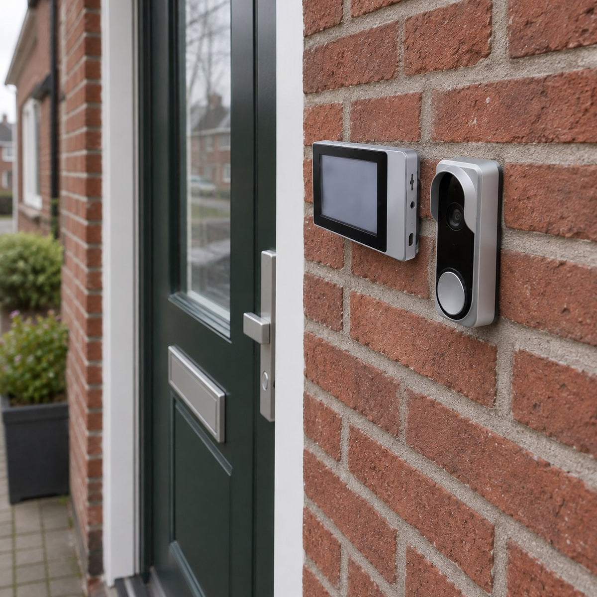 situation — Draadloze Video Intercom Deurbel – set met binnenmonitor (4,3 inch) en deurbelcamera