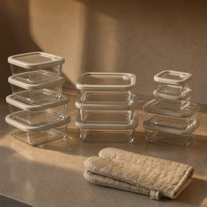 situation — Glazen vershoudbakjes set – 11-delig, glazen deksels