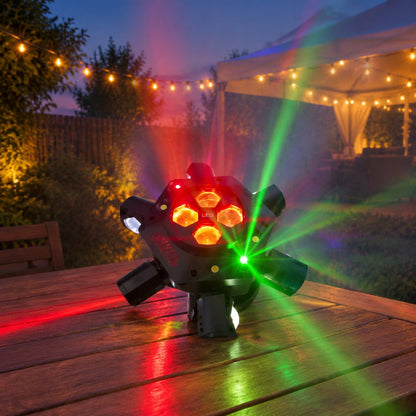 situation — Spider Discolamp met Laser – 6 Draaiende Armen & Kleurrijke Lichtstralen