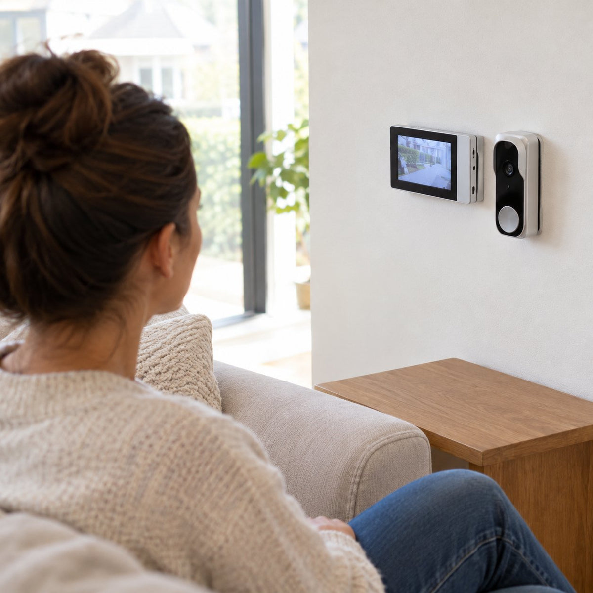 situation — Draadloze Video Intercom Deurbel – set met binnenmonitor (4,3 inch) en deurbelcamera