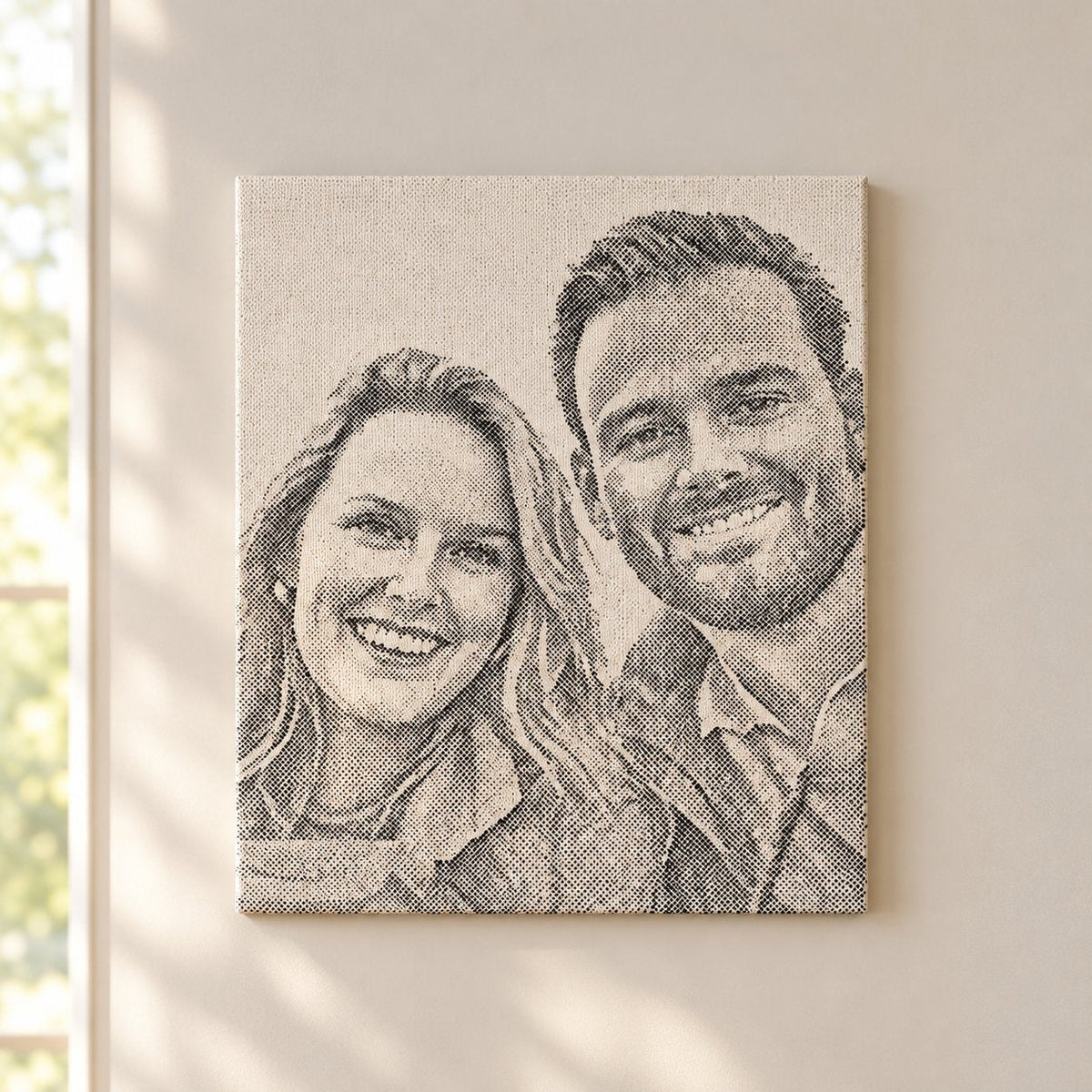 situation — Stippenschilderij van je eigen foto – op spieraam, met acrylstiften