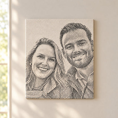 situation — Stippenschilderij van je eigen foto – op spieraam, met acrylstiften