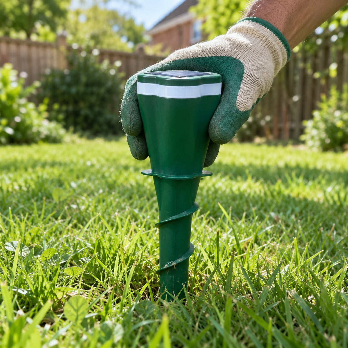 situation — Solar Ultrasone Mollenverjager – Waterdichte Grondpin op Zonne-energie