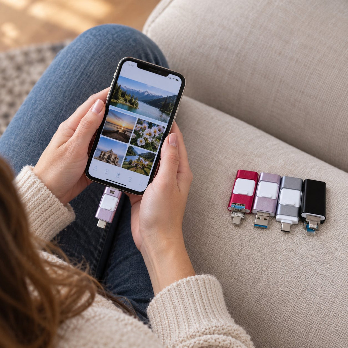 situation — 4-in-1 USB-stick – Eén stick voor iPhone, Android, USB-C en laptop