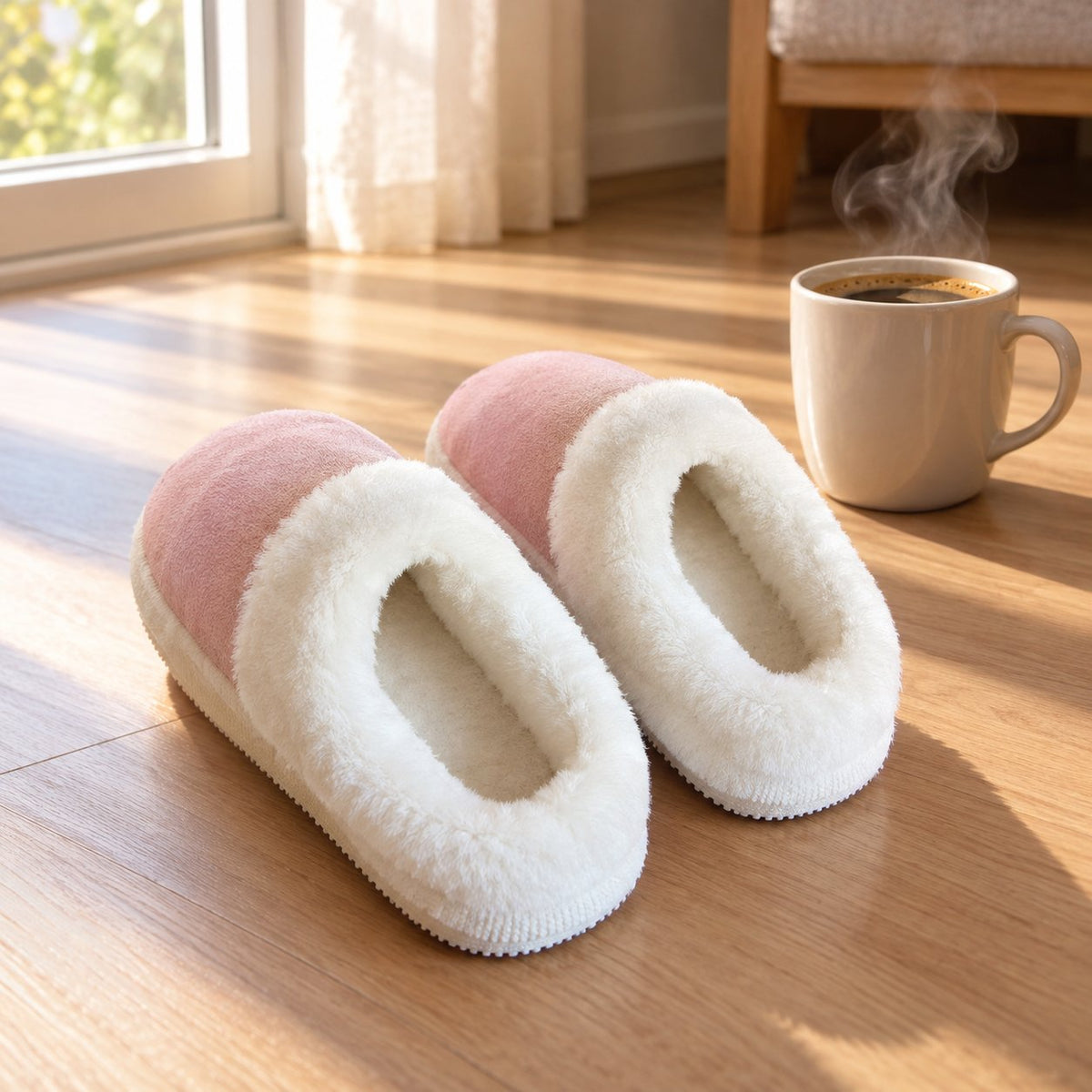 situation — Pluche Plateau Pantoffels – Warm Gevoerd met Antislipzool