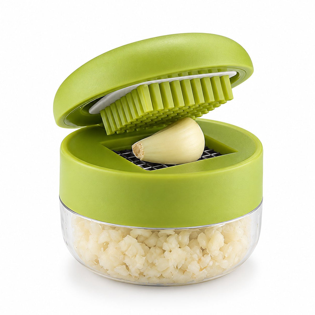 packshot — Mini Knoflookhakker met Opvangbakje – Knoflook fijngehakt in 1 seconde