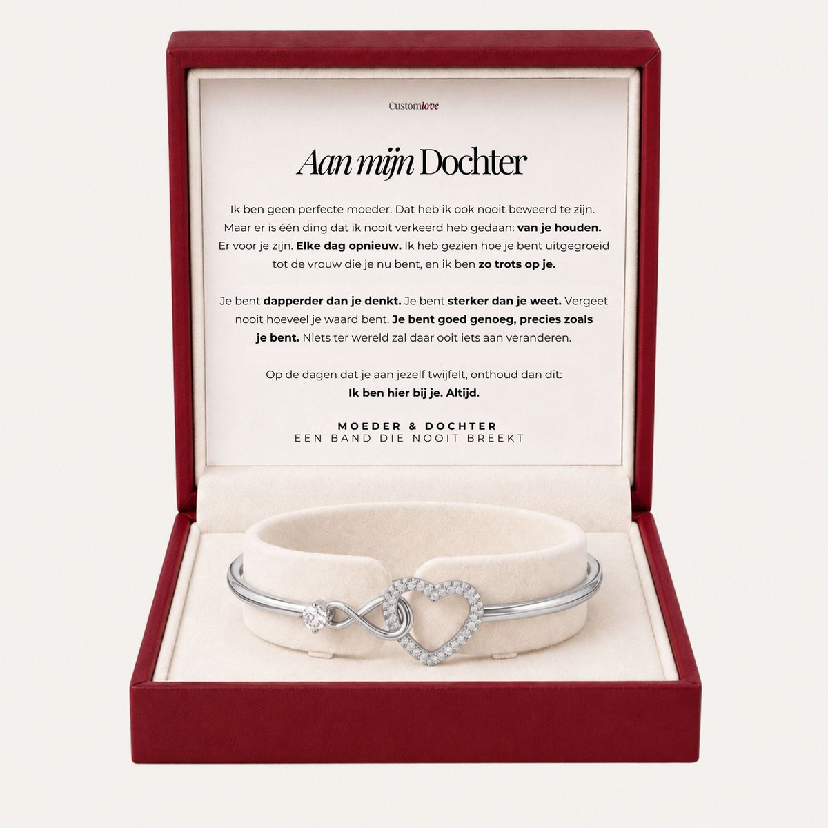 couleur Zilver — Infinity Hart Armband – Moeder & Dochter, met fonkelende zirkonia