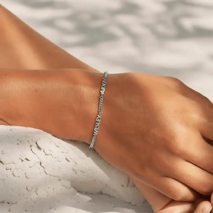 couleur Zilver — Gepersonaliseerde naamarmband met uitgesneden namen
