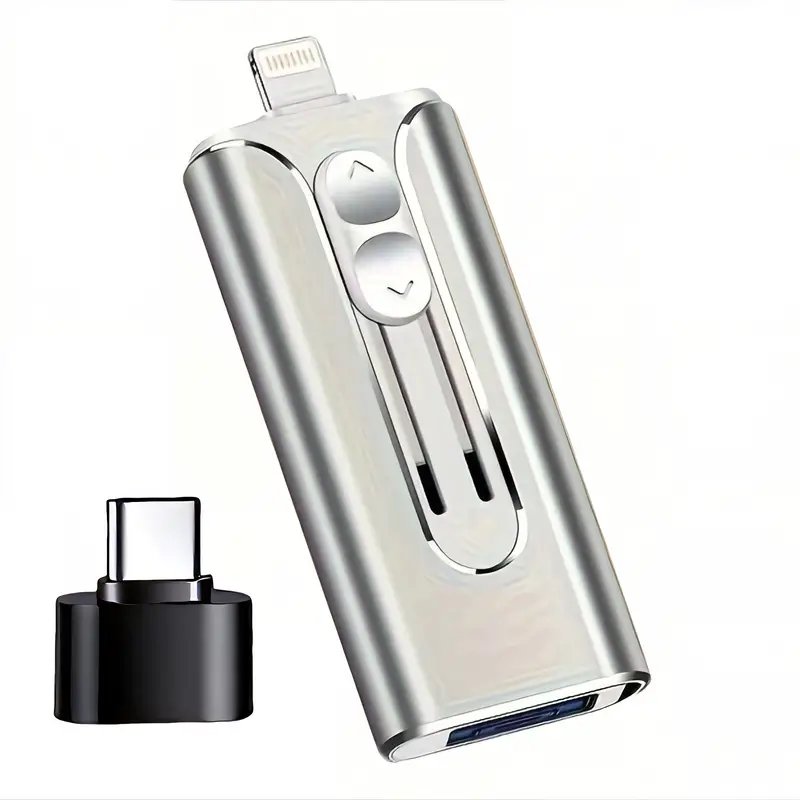 couleur Zilver — 4-in-1 USB-stick voor telefoon & computer – 128 GB