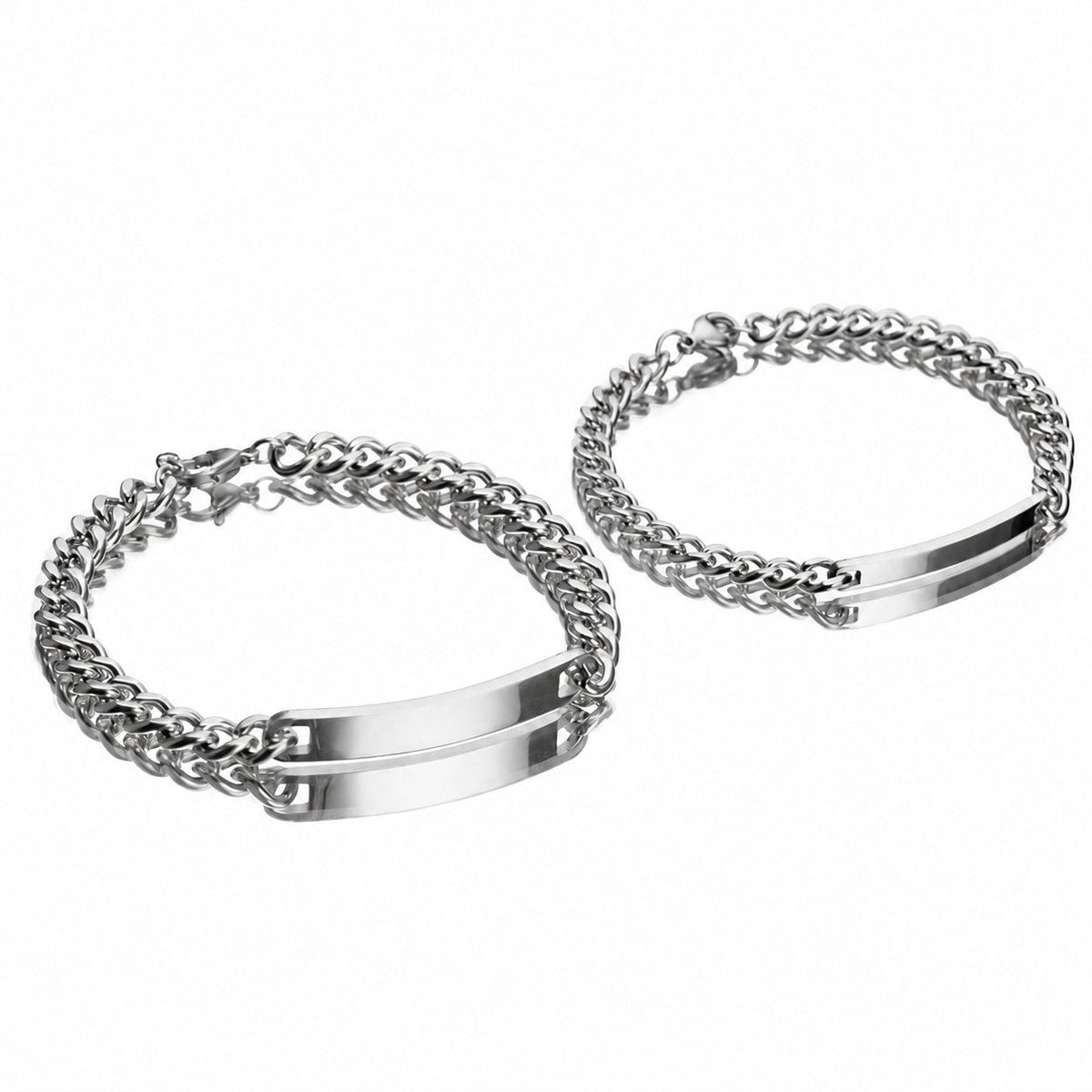 couleur Zilver — Gegraveerde Partnerarmbanden – Duo voor Haar & Hem met Jullie Namen
