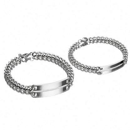 couleur Zilver — Gegraveerde Partnerarmbanden – Duo voor Haar & Hem met Jullie Namen