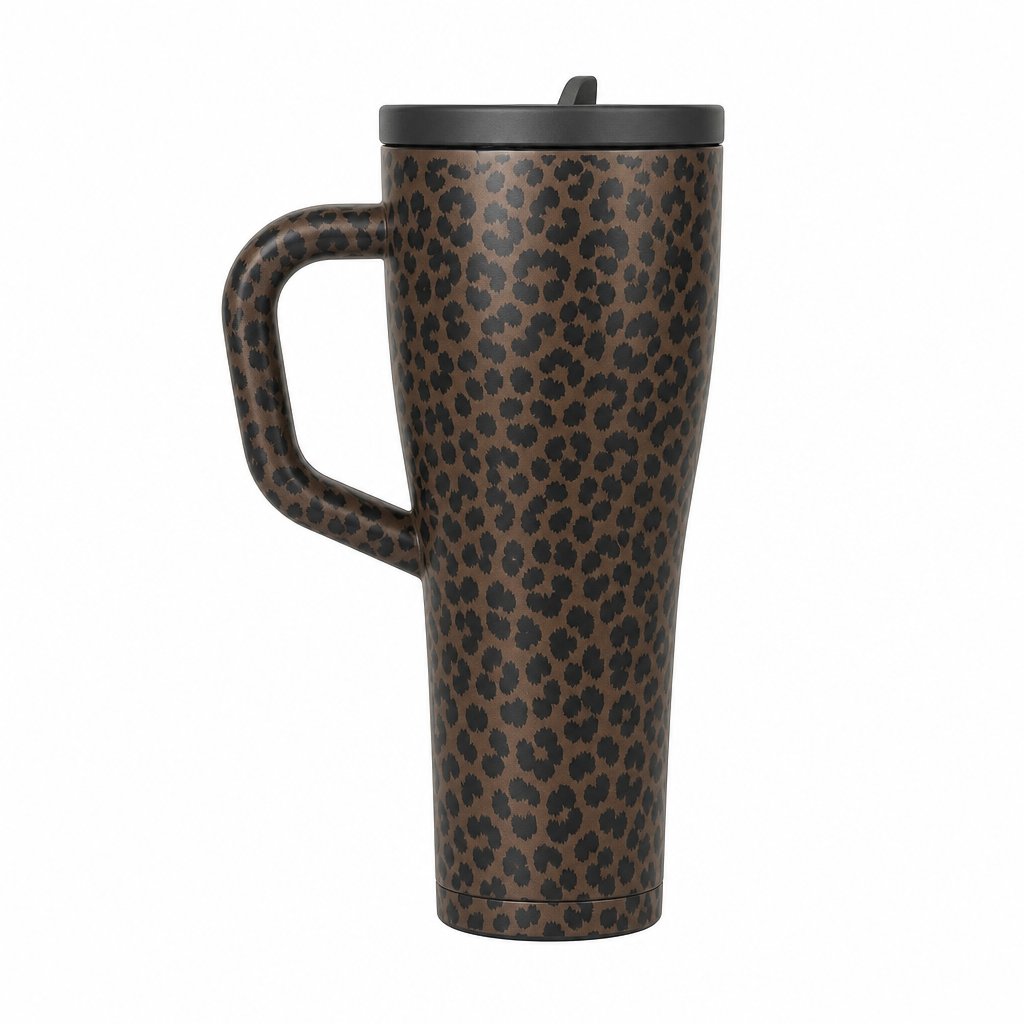 couleur Zwarte luipaard — RVS shakerbeker met handvat 1,2 l – dubbelwandig, lekvrij en klontjesvrij